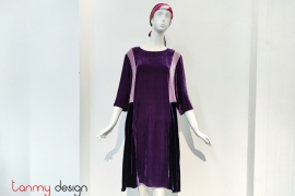 Velvet dress mixed with 3 colors- VALENTINA